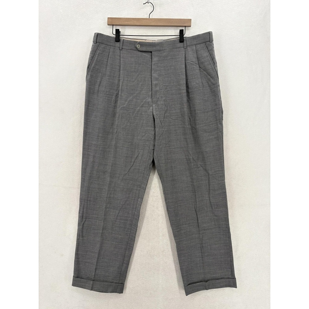 Ballin Dress Pants Mens 40x31 Gray Wool Comfort-EZE Classic Fit Cuffed Business